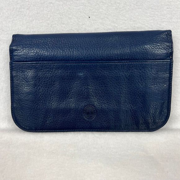 Levenger blue leather multi compartment wallet - Picture 2 of 12